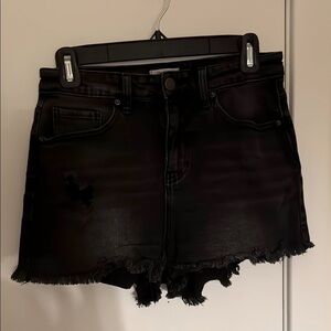 Abound Black Jean Shorts with Distressed Hem